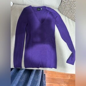 Saks Fifth Avenue Black Label Deep Purple V-Neck Sweater